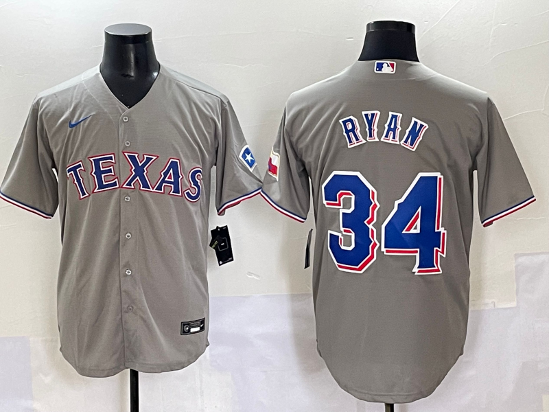 Men's Texas Rangers Nolan Ryan #34 Gray Jersey